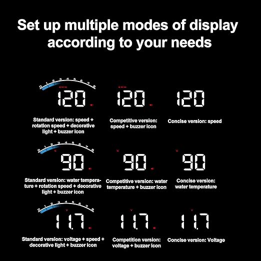 Car HUD Head up Display for car OBDII Head Up with Speed RPM Water Temperature Voltage Alarms and Fatigue Driving Reminder Code Readers & Scan Tools