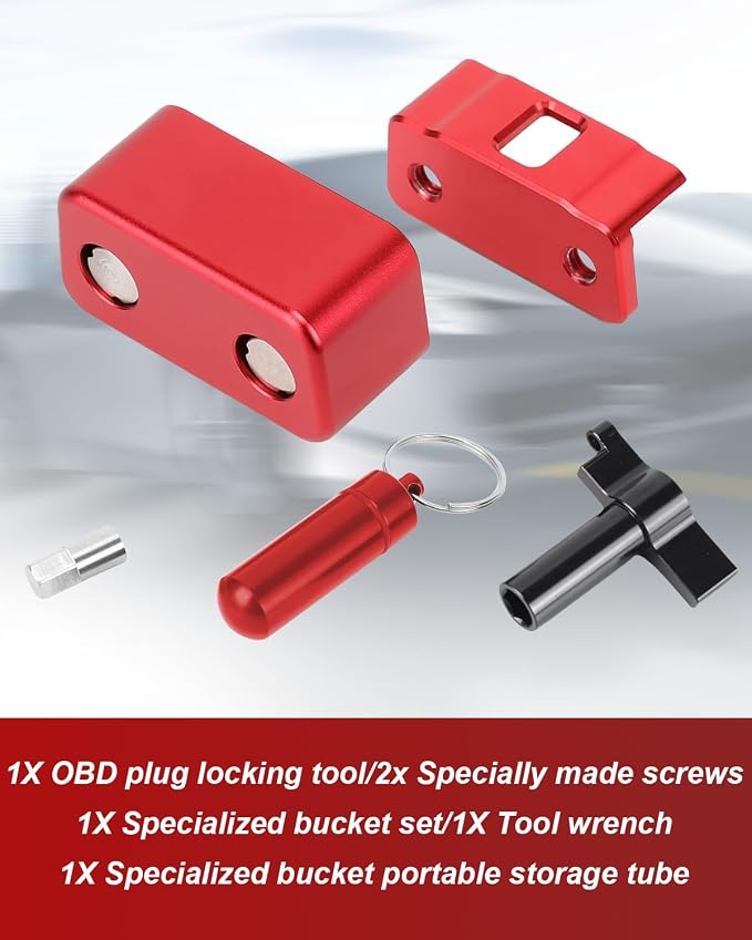 OBD Lock OBD2 Port Locking Tool, Metal OBD Port Protector for Cars, SUV, Trucks, OBD-II Anti Theft Protector Antitheft Accessories (RED)