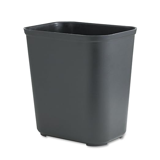 Rubbermaid Commercial Products Fire Resistant Wastebasket 7GAL/28 QT, Black, for Hospitals/Schools/Hotels/Offices
