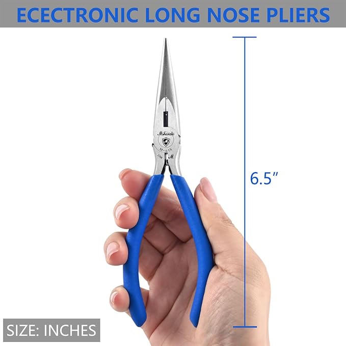 Needle Nose Pliers 6.5" Long Nose Pliers for Wire Bending, High Carbon Steel Needle Nose Plier, Serrated Jaw Pliers for Jewelry Making Electronics Repair Object Grasping Craft Making (1Pack)