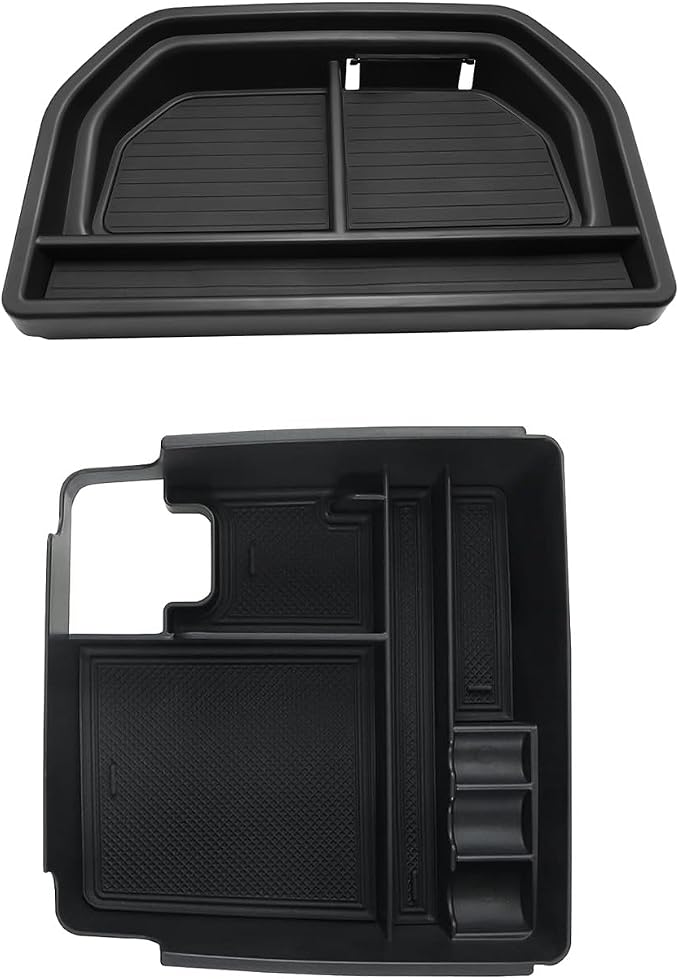 LUWU 2026 Frontier Accessories for 2025 2026 Frontier S/SV/Pro-X/Pro-4X/SL Accessories Dashboard Storage Tray, Center Console Organizer Armrest Storage Box Black 2-Pack (ONLY for 12.3-INCH Screen)