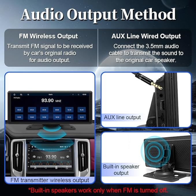 Carplay Screen For Car,10.26“ Portable CarPlay&Android auto With Reversing camera,Voice Control/Bluetooth/Mirrorlink/AUX
