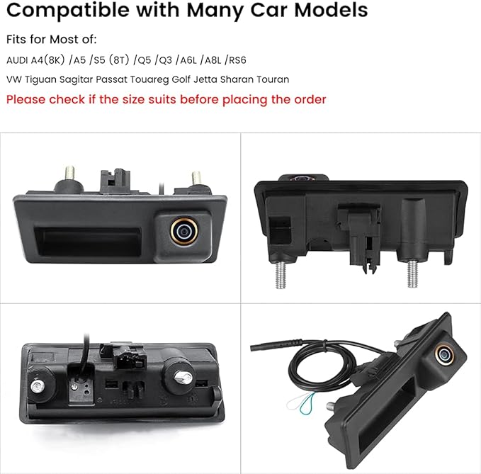 AHD 1080P Backup Camera, GreenYi Car Reverse Camera for Audi A4L A5 A3 Q3 Q5 RS6 for VW Passat Tiguan Jetta Touareg Skoda, ONLY Work with Monitor Radio Head Unit Supporting AHD 1080P Video Signal