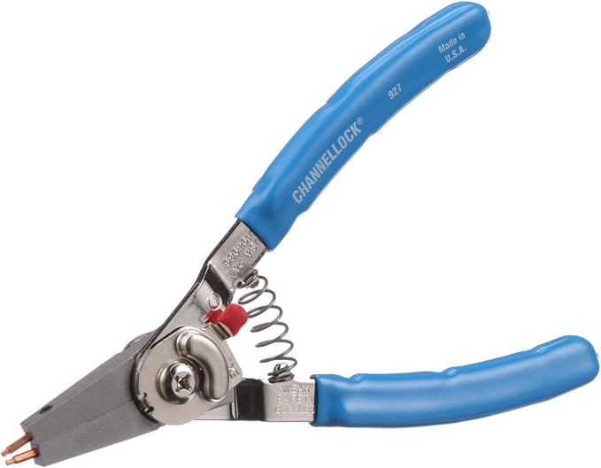 Channellock Snap Ring Plier 927 - Precision Circlip Retaining Ring Pliers, 5 Tips, Made in USA - 8-Inch