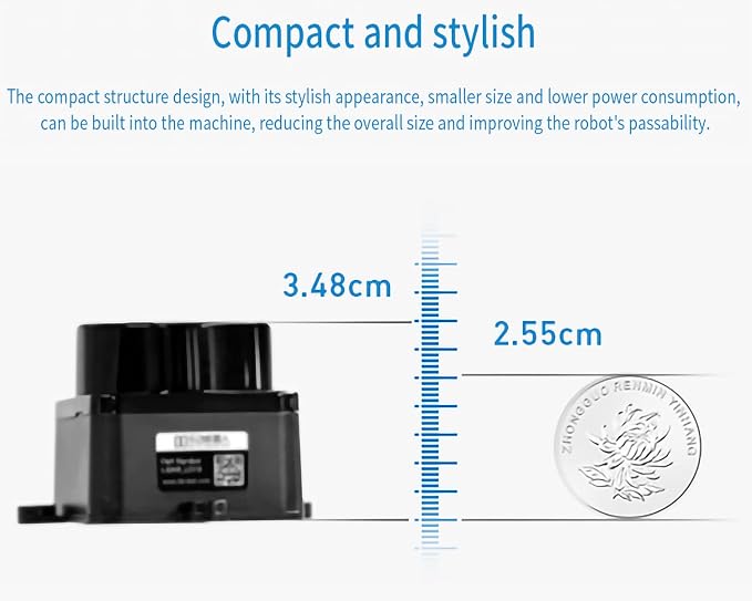 DTOF LiDAR Time-of-Flight Lidar STL-19P, 360 Degree Omni-Directional Laser Scanning, Anti-Glare 60000Lux, 5000Hz ranging Frequency, 12m Radius ranging, Support ROS/ROS2