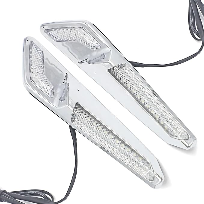 Motorcycle Front Brake LED Light NAV Turn Signal Lights Front Fork Mounted Led Lamp for Honda Goldwing GL 1800 GL1800 F6B 2018-UP 2019 2020 (Silver)