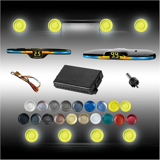 New Features Forward and Reverse Parking sensors, Option to Measure Distance in inches, bidirectional Display Option, and Customizable Digital Direction 18 Color Probes to Choose from(Light Yellow)