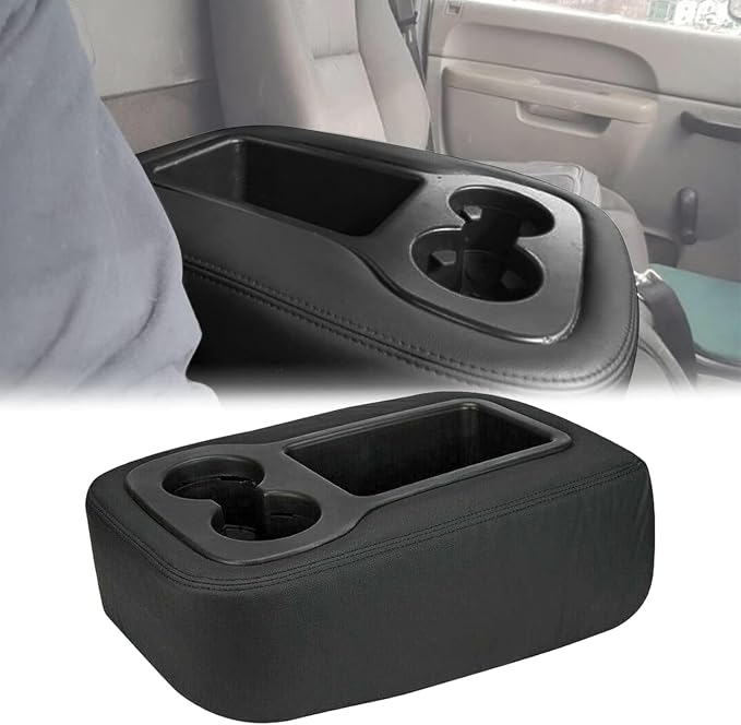 GXARTS Front Driver & Passenger Side Bottom & Top Lean Back Replacement Cloth Seat Cover & Center Console Cover Black #19C Fit for Chevy Silverado Avalanche Suburban Tahoe GMC Sierra Yukon 2007-2014