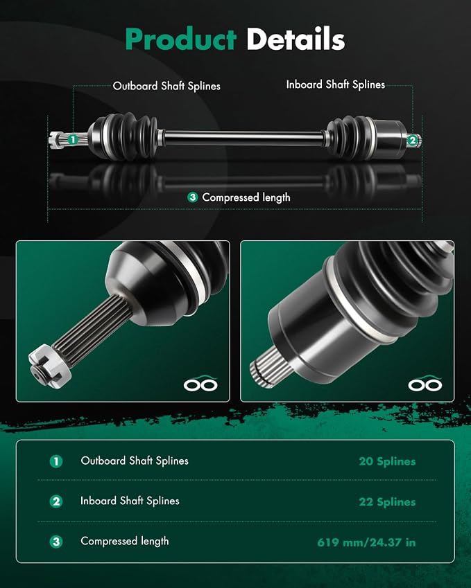 SCITOO 1333238 Front Left Right CV Axle for Polaris Ranger EV Ranger ETX Ranger Crew 570 Ranger 570 Ranger 500 Ranger Crew 570-4