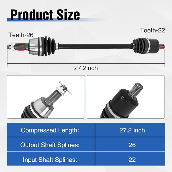 Frokom Front CV Axle Drive Shaft for Polaris Ranger XP 900 / Crew 900 2013-2019, Ranger XP 1000 2017-2020, RZR S 800 2009-2014, 2013-2018 Brutus HD, OEM 1332637