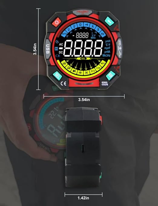 Portable Digital Multimeter Tester 6000 Counts VA Display Auto-Ranging Multifunction Voltage Current Meter Measures AC/DC Volt/Current, Resistance, Capacitance, Temperature,Live Wire Detector
