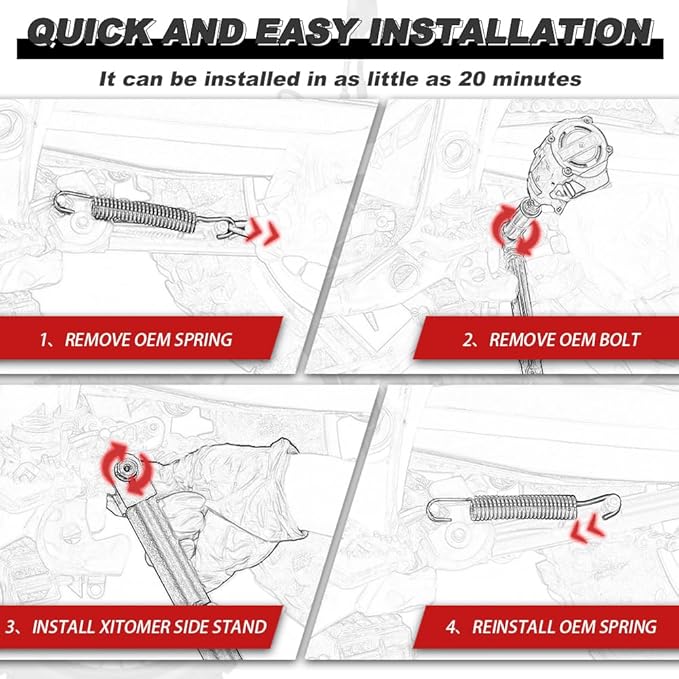 Xitomer Adjustable Kickstand Fit for 2025 KLX300 2024 KLX 300 2026 Side Stand 3 inch Adjustable Motorcycle Kickstand
