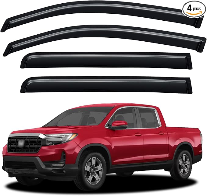 Window Visors Rain Guards for 2017-2026 Honda Ridgeline, Out-Channel Window Vent Wind Deflectors Visors Shades for 17-26 Honda Ridgeline