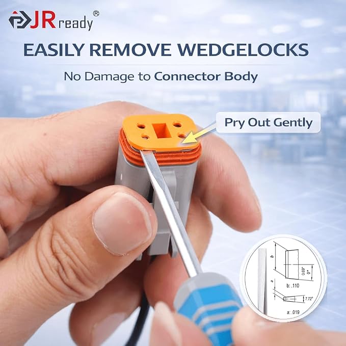 JRready ST5393 14-Pack Deutsch Pin Removal Tool DRK-RT1B (Heat-Treated S2 Steel) for DT, DTM, DTP Connectors - Bulk Pin Extraction Tool Set for Automotive, Heavy Duty Truck & Fleet Maintenance