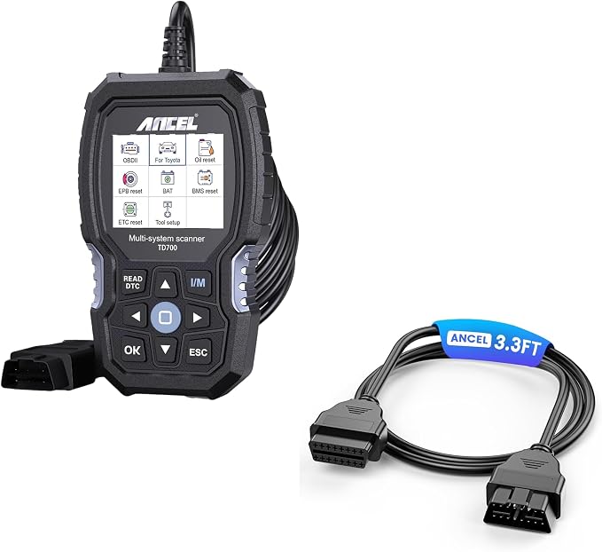 ANCEL TD700 Fits for Toyota OBD2 Scanner, Engine Car Diagnostic Scan Tool+ANCEL OBD2 Scanner Extension Cable