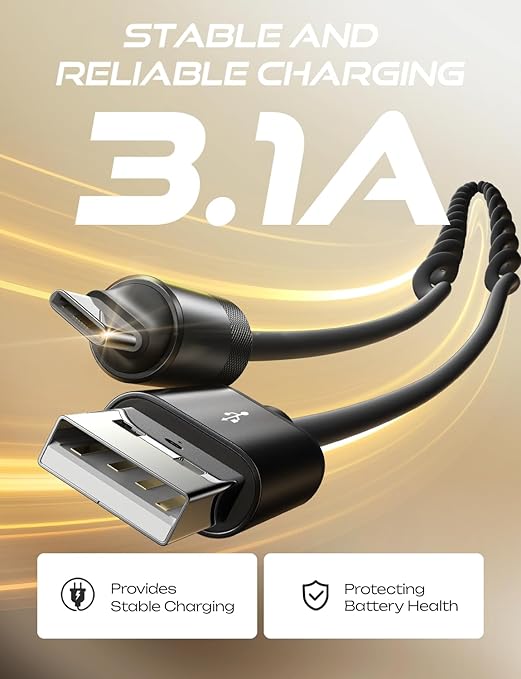 LISEN Coiled USB C Cable, 2 Pack for Android Auto & CarPlay Cable, Short USB A to USB C Cable Compatible with iPhone 17/16/15, Samsung Galaxy S25/S24/S23 A15/A14, Google Pixel 9/8, Space Black 4+6FT