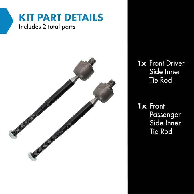 TRQ Inner Driver and Passenger Side Tie Rod Set 2 Piece Compatible with 2017-2022 Tesla 3 2020-2022 Tesla Y