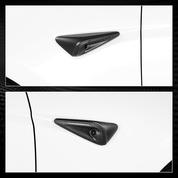 2026 Tesla Model Y Juniper Side Camera Protection Full Cover HW4.0 for Tesla Model 3 2025-2024 Highland Real Carbon Fiber Side Camera Turn Signal Cover 2PCS(Matte Carbon Fiber)