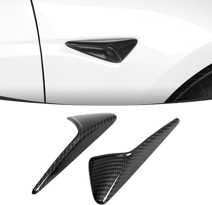 Side Camera Protectionl Cover HW4.0 Compatible with 2025-2026 Model 3/Y(Standard, Premium & Performance) Real Carbon Fiber Side Camera Turn Signal Cover 2PCS(Gloss Carbon Fiber)
