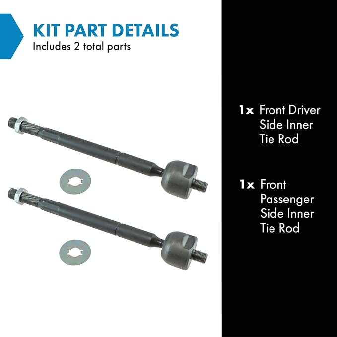 TRQ Inner Left and Right Tie Rod Set 2 Piece Compatible with 16-22 Toyota Tacoma, 15 Toyota Tacoma TRD Pro 4WD, 05-11 Base 4WD, 05-11 Pre Runner RWD