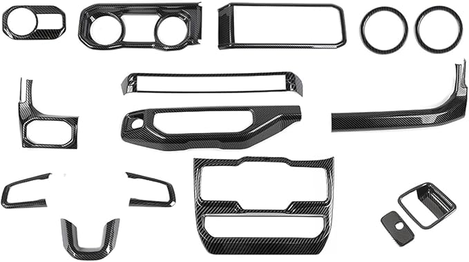 for Jeep JL Interior Trim Kit Carbon Fiber, Dashboard Accents Cover for Jeep Wrangler JL JLU Gladiator JT 2024 2025-Present ABS Interior Accessories 15pcs(Only for 2024+)