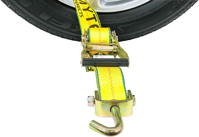 Mytee Products (4 Pack) 2" x10' Lasso Ratchet Strap with J Finger Hook Wheel Net Auto Tow Towing Car Hauler Tie Down
