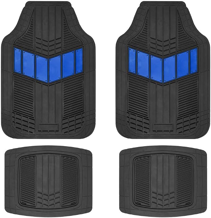 Motor Trend DualFlex Blue Floor Mats for Cars & Cargo Mat Full Set - All Weather Front & Rear Rubber Automotive Floor Mats & Cargo Liner for SUV, Car, & Van - Interior Trunk Mat & Floor Cover