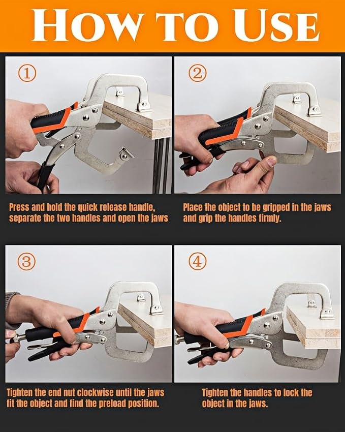 6 inch C Clamp Locking, 10Pcs Heavy Duty Welding Clamps Pliers Set Vise Grip Clamps with Swivel Pad for Electrician Maintenance, Wood Working, Welding and Craftsmen Home Workshop