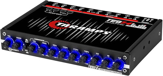 Taramps TEQ 7.4 Stereo 7-band Graphic Equalizer Car Audio Rca Input/Output, Auxiliary Gain, Fader Control 2 Input Channel 3 Output Channel, Blue LED Sound Equalizer