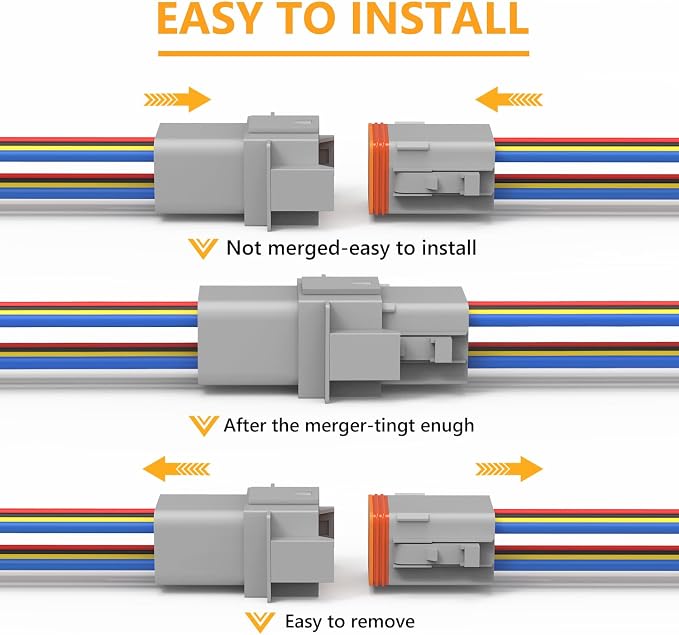 Newdeli Deutsch 8 Pin Connector Kit Waterproof Electrical Connector 16 AWG Male and Female Automotive Wire Connectors for Car Truck Boat, Dt Connector 2 Sets