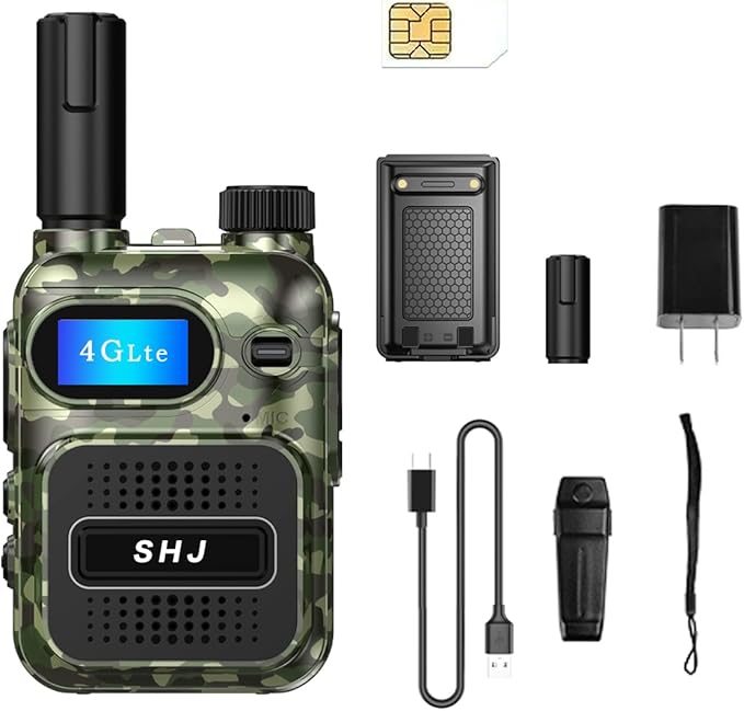 SHJ 4G PoC Radios with 1 Additional Yearly Sim Cards- Ultimate Communication Solution for Businesses and Teams walkie-Talkie Durable and White Silver (Army Green)