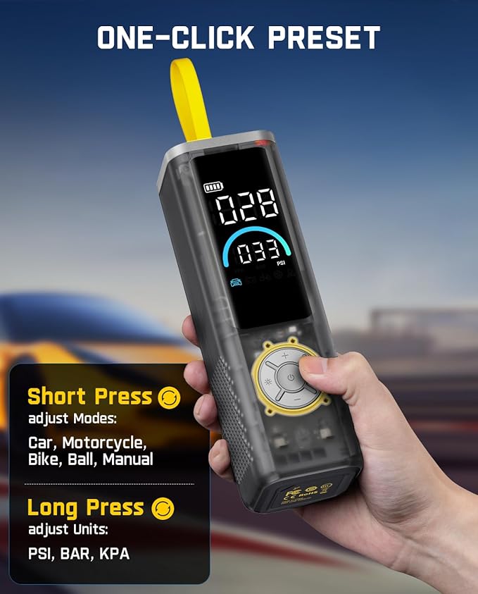 Fanttik X9 APEX Portable Air Compressor for Car Tires, 35s Fast Inflation, 150PSI Cordless Tire Inflator with Light and Power Bank, Suitable for SUV, Sedan, Motorcycle, Bike, Ball,Mechanical Gray
