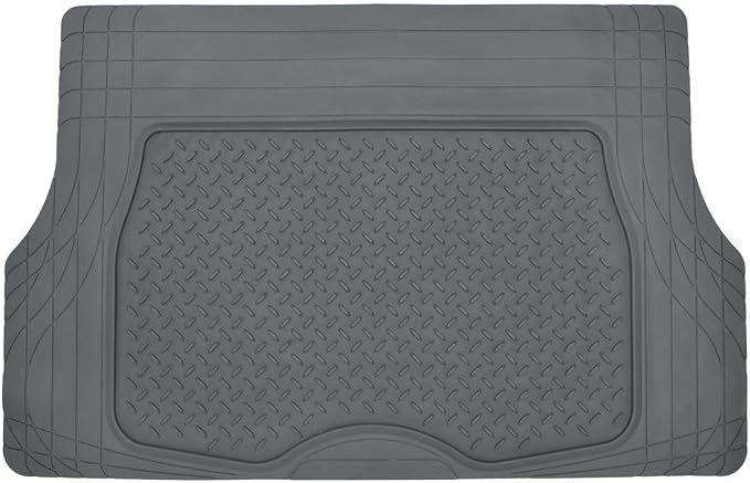 Motor Trend FlexTough Deep Dish Heavy Duty Rubber Floor Mats & Cargo Liner for Trunk All Weather (Gray) - Complete Coverage Set