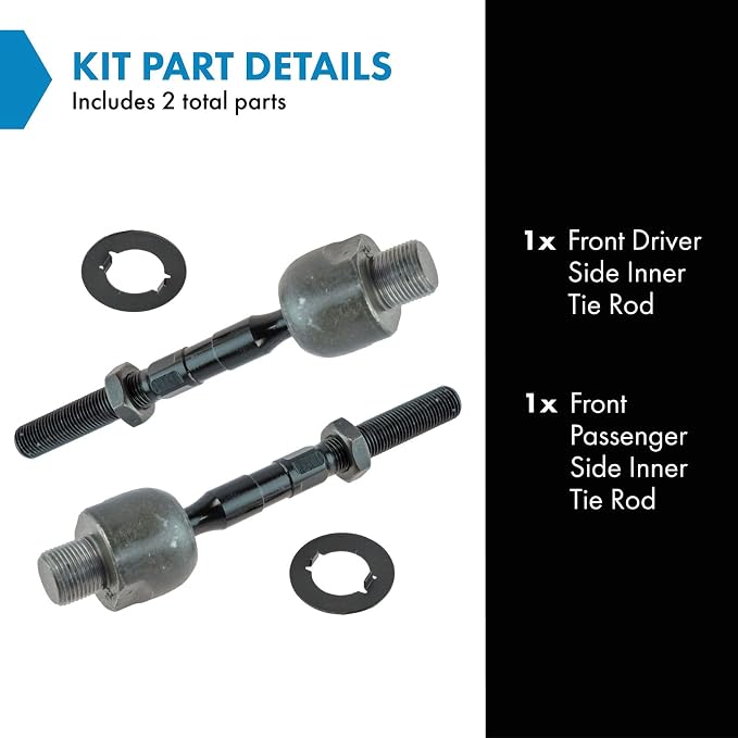 TRQ Front Inner Tie Rod Set 2 Piece Compatible with 2009-2013 Mazda 6