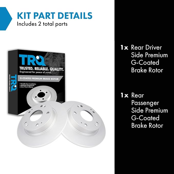 TRQ Rear Brake Rotor Set Solid G-Coated Compatible with 2006-2015 Honda Civic 2013-2015 Acura ILX