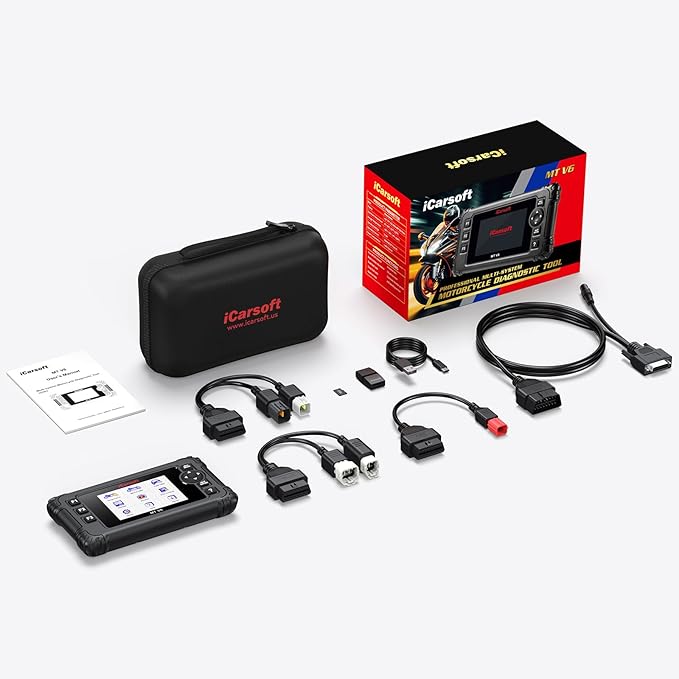 Motorcycle Bidirectional Diagnostic Scan Tool for Kawasaki, iCarsoft MT V6 All System Motor OBD2 Scanner- All Actuation Tests, Special Functions, Battery Test, Also for Car OBD2 Diagnose-Upgraded Ver