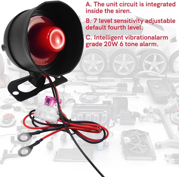 Riloer Universal Remote Control Vibration Auto Alarm Device, Universal Car Alarm Device, Car Alarm Device, Suitable for DC12V Cars