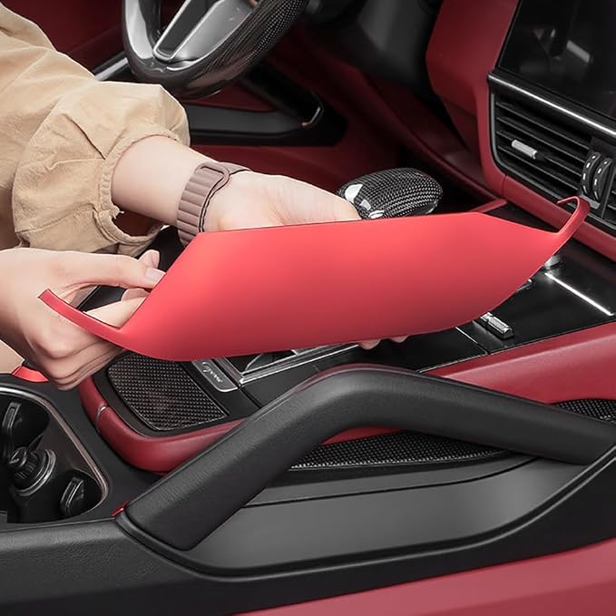 Car Center Console Armrest Side Storage Box Mobile Phone Box Holder Organizer Cover Trim for Porsche Cayenne 2018-2026 Car Accessories (Black)