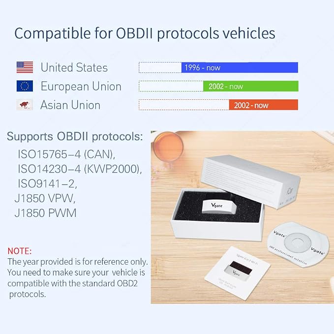 Vgate iCar 3 WiFi OBD2 Scanner Scan Tools Interface Adapter Car Diagnostics Tool for iOS iPhone iPad and Android, Auto Sleep(White)