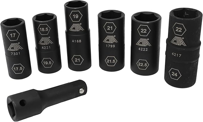 CTA Tools 7307 7 Pc. Flip Socket Set - Removal of Inflated, Warped and Mangled Chrome-Cap Style Lug Nuts