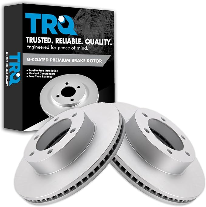 TRQ Front Brake Rotor Set G Coated Vented Compatible with 2001-2007 Toyota Sequoia 2000-2006 Tundra
