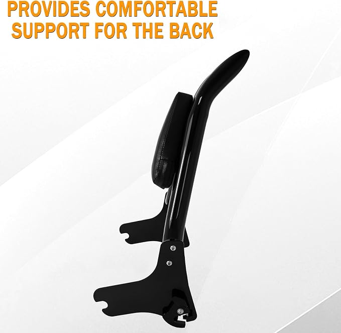 Black Detachable 1.5" Sissy Bar Passenger Backrest Rear Pad for Harley Davidson Touring 97-08 Road King Electra Glide Street Glide Back Rest FLHR FLHX FLHT FLTR [20" Tall]