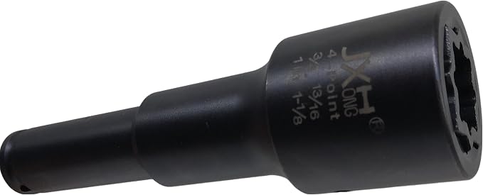 4-Point Square Impact Socket,1/2 drive， 4 in 1 Coaxial Spring Loaded Socket: 3/4", 13/16", 1", 1-1/8", Heat Treated Cr-Mo Alloy Steel