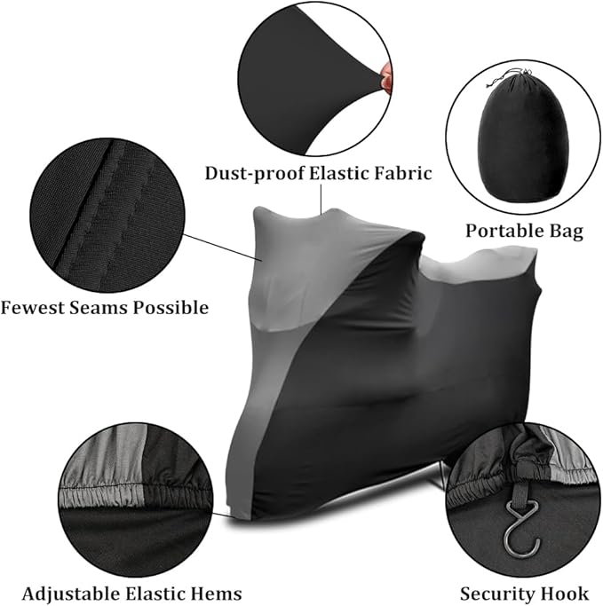 WinPower Indoor Motorcycle Cover, Soft Stretch Elastic Dustproof Scratchproof Protection Cover for Motorbikes, 96inches