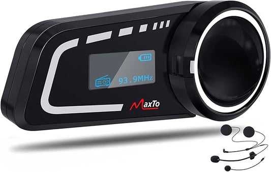 MAXTO Motorcycle Bluetooth Headset M2C 1000M 6 Riders Group Helmet Communication System with LCD Screen Universal Motorbike Intercom Waterproof Casco de Motor Intercomunicador FM/GPS/Siri(1 Pack)