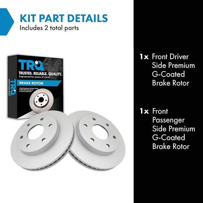 TRQ Front G-Coated Brake Rotor LH RH Kit Pair Set of 2 for GM Truck SUV