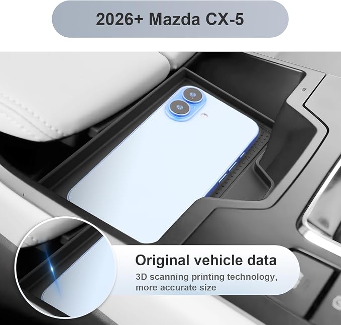SKTU for 2026 Mazda CX-5 Wireless Charging Mat for 2026+ Mazda CX-5 Wireless Charging Pad Mazda CX5 2026 Accessories Non-Slip Console Pad 2026 CX5 Rubber Console Mat-Durable