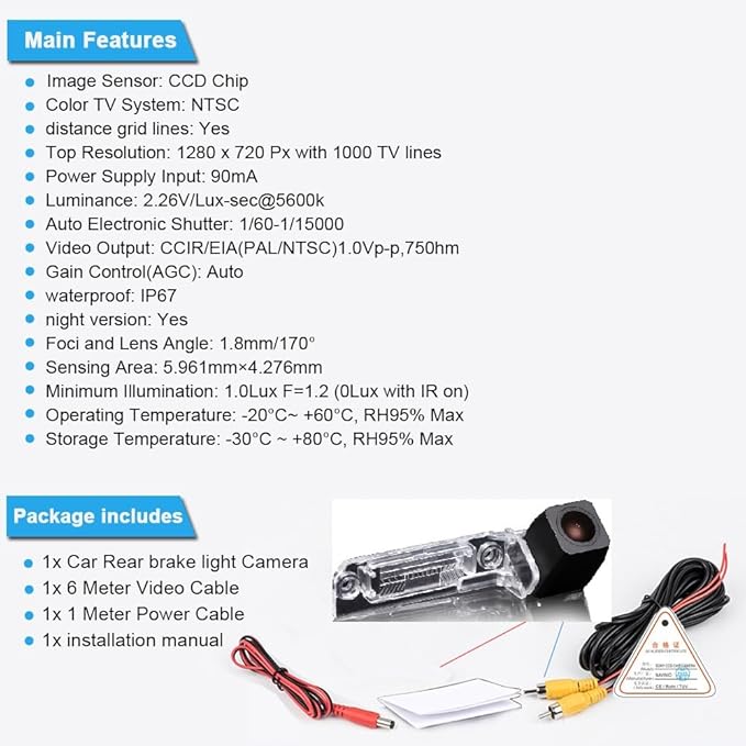 Car Backup Camera Reverse Parking vehichle Camera Fit for VW Caddy B5 B6 Passat 3C Variant/Touran VW Golf IV/Golf Plus/Sharan/Skoda Superb Multivan T5 Jetta Sagitar Magotan Polo Bora Golf Waterproof
