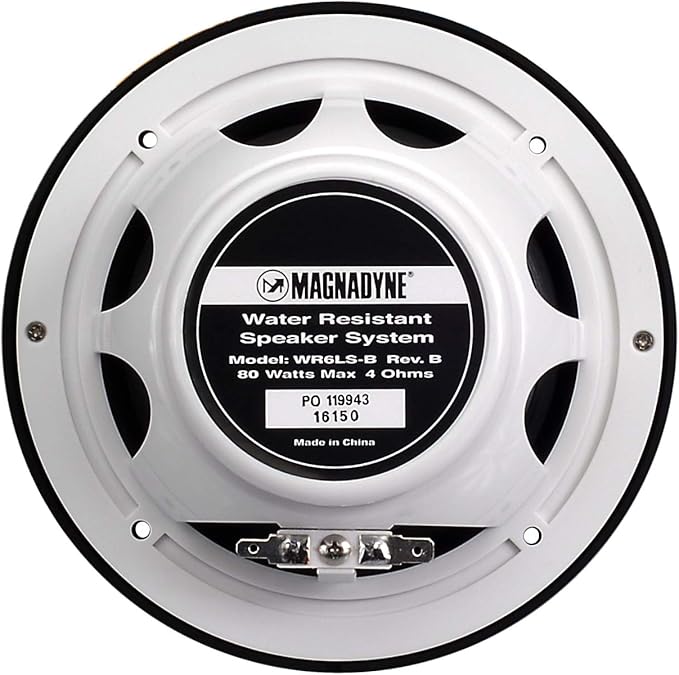 Marine Audio Speakers, 80 Watts, 6.5 Inch, Water Resistant, UV-Resistant, with Metallic Dome Tweeter, High-Performance Marine, RV & Vehicle Upgrade (Black)