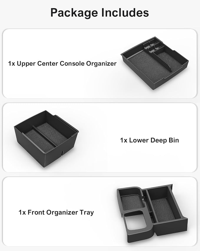SEVEN SPARTA 3 Pcs Center Console Organizer Set for Ford Maverick 2022-2026 | Package Includes: 1x Front Tray, 1x Upper Console Organizer,1x Lower Deep Bin